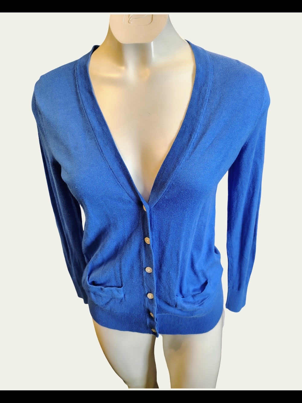 Banana Republic Royal Blue V-Neck Button Front Cardigan Y2k